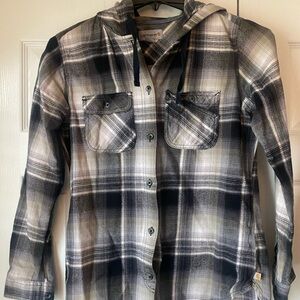 Carhartt Black and Gray Plaid Shirt Jacket